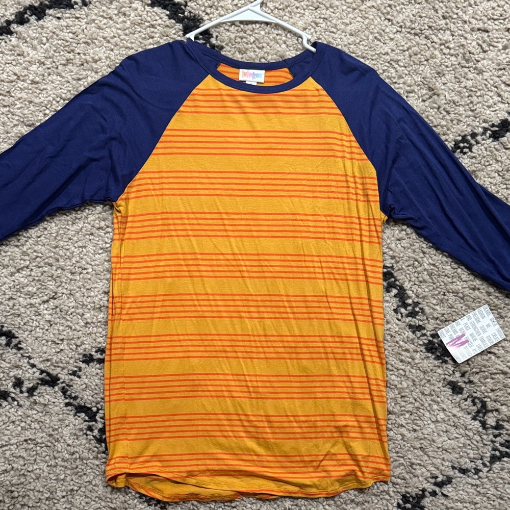 Orange and Blue Striped LulaRoe Randy Shirt- NWT- Size Medium
